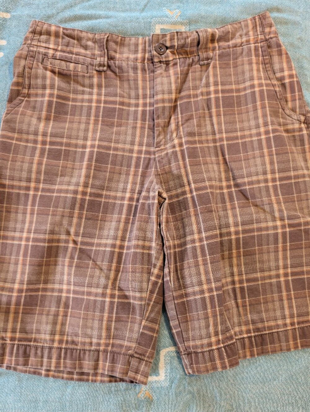 Skater Style Shorts Brown & Tan Plaid Size Mens 32